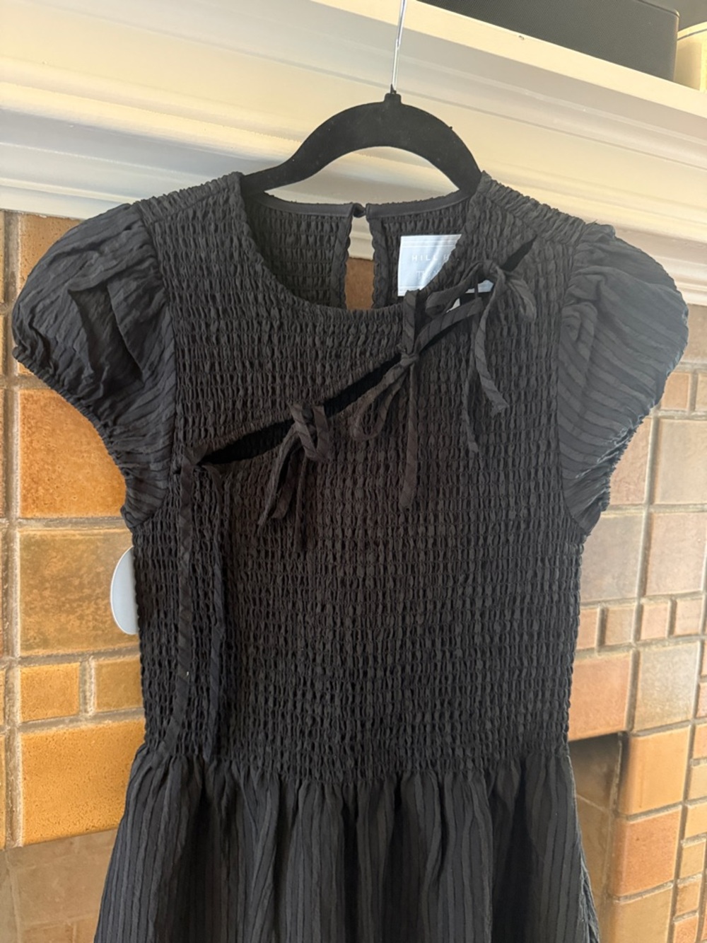 The Gia Mini Nap Dress - Black Tonal Seersucker / S, Hill House Home - Picture 6 of 8